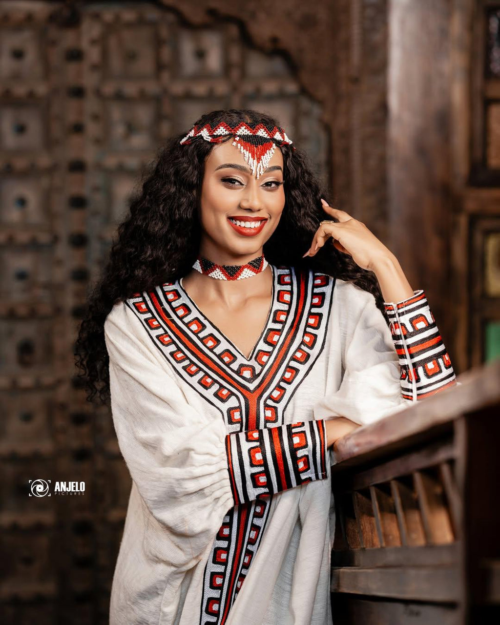 Cultural Habesha  Kemis For Women, New black  and red Tilet Eritrean & Ethiopian Traditional Dress