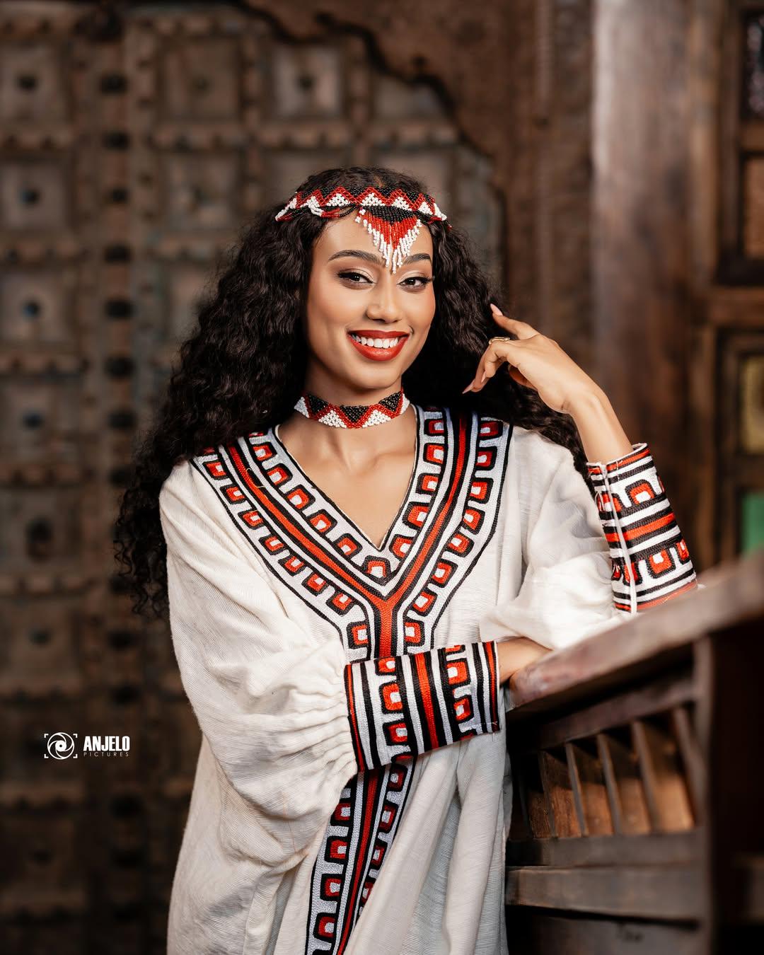 Cultural Habesha  Kemis For Women, New black  and red Tilet Eritrean & Ethiopian Traditional Dress