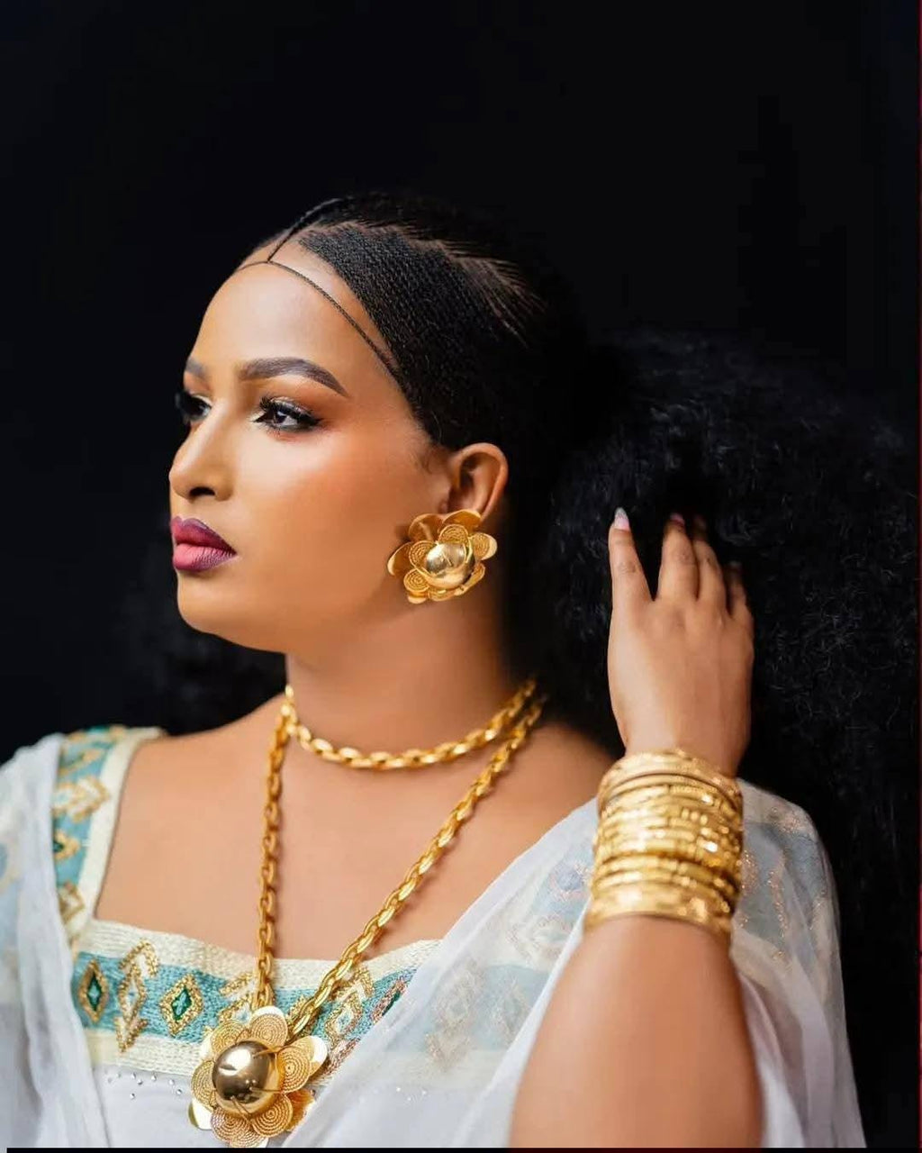 Cultural Habesha  Kemis For Women, New golden Tilet Eritrean & Ethiopian Traditional Dress