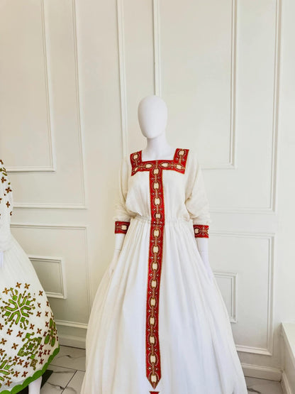 Couple Habesha clothing,New red Tilet Eritrean and Ethiopian Traditional Wedding Attire, Custom Made Habesha Fashion