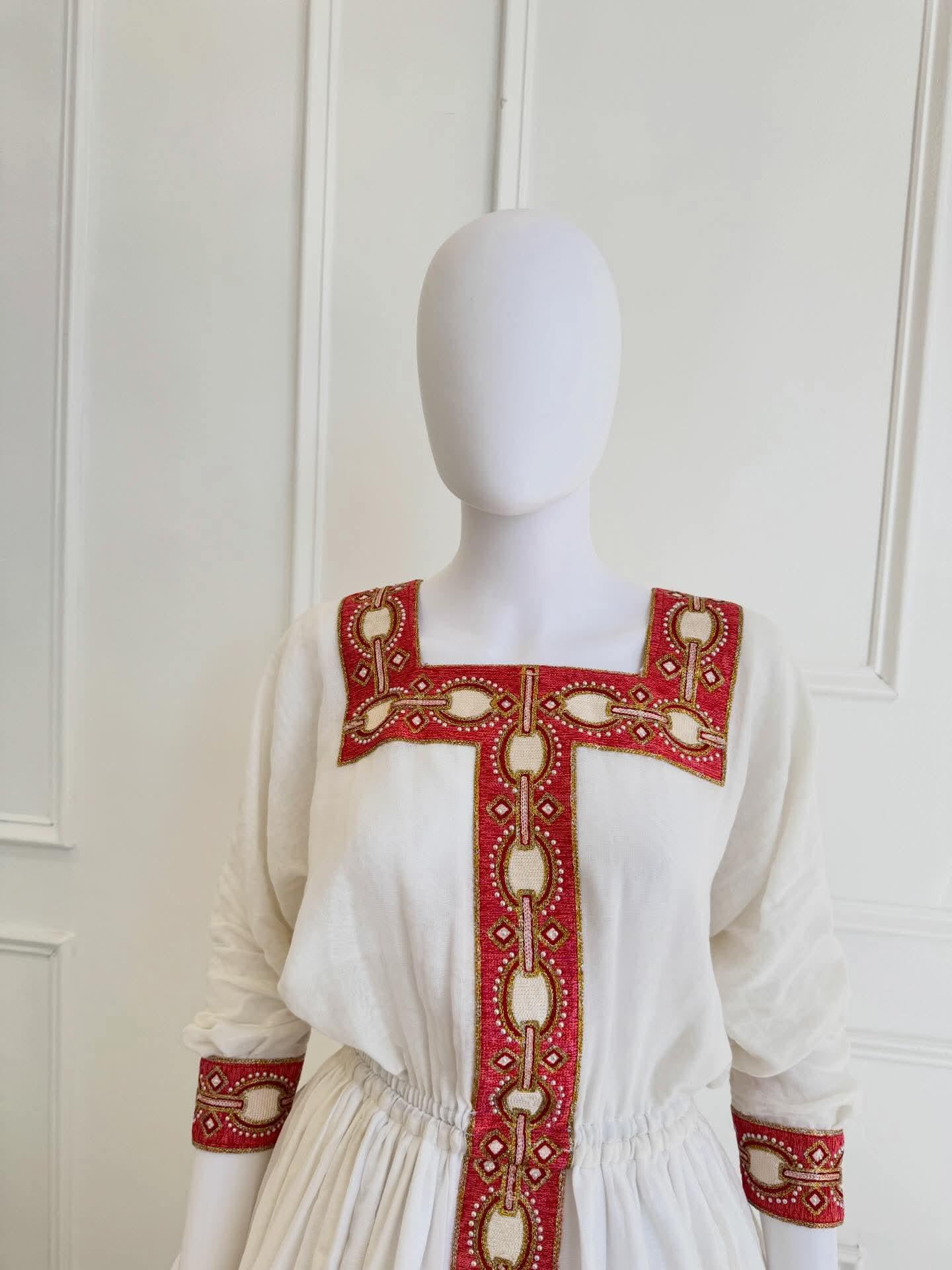 Couple Habesha clothing,New red Tilet Eritrean and Ethiopian Traditional Wedding Attire, Custom Made Habesha Fashion