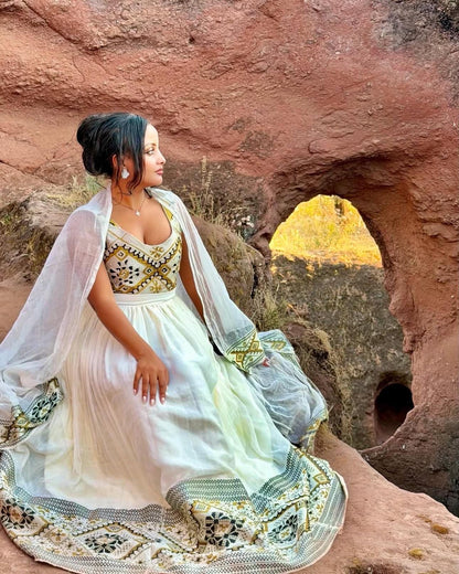 Cultural Habesha axun Fetil Kemis For Women, New golden Tilet  & Ethiopian Traditional Dress