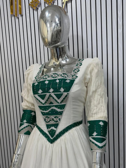 Couple Habesha clothing,New green   Tilet Eritrean and Ethiopian Traditional Wedding Attire, Custom Made Habesha Fashion