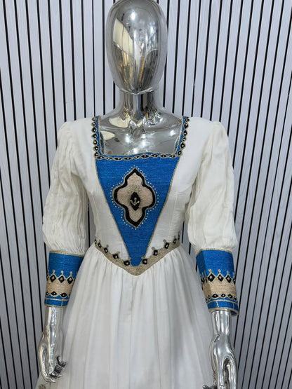 Couple Habesha clothing,New blue   Tilet Eritrean and Ethiopian Traditional Wedding Attire, Custom Made Habesha Fashion