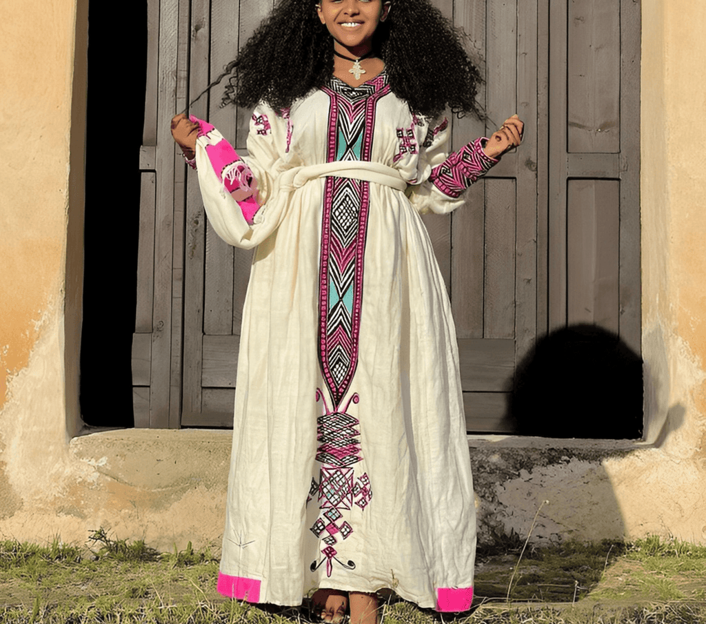 Lavender Tilf unique Gondar Habesha Kemis - Fetil Ethiopian dress - EthGebya