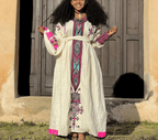 Lavender Tilf unique Gondar Habesha Kemis - Fetil Ethiopian dress - EthGebya