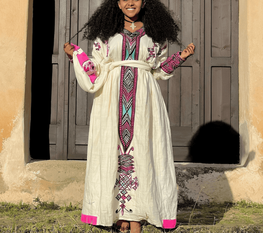 Lavender Tilf unique Gondar Habesha Kemis - Fetil Ethiopian dress - EthGebya