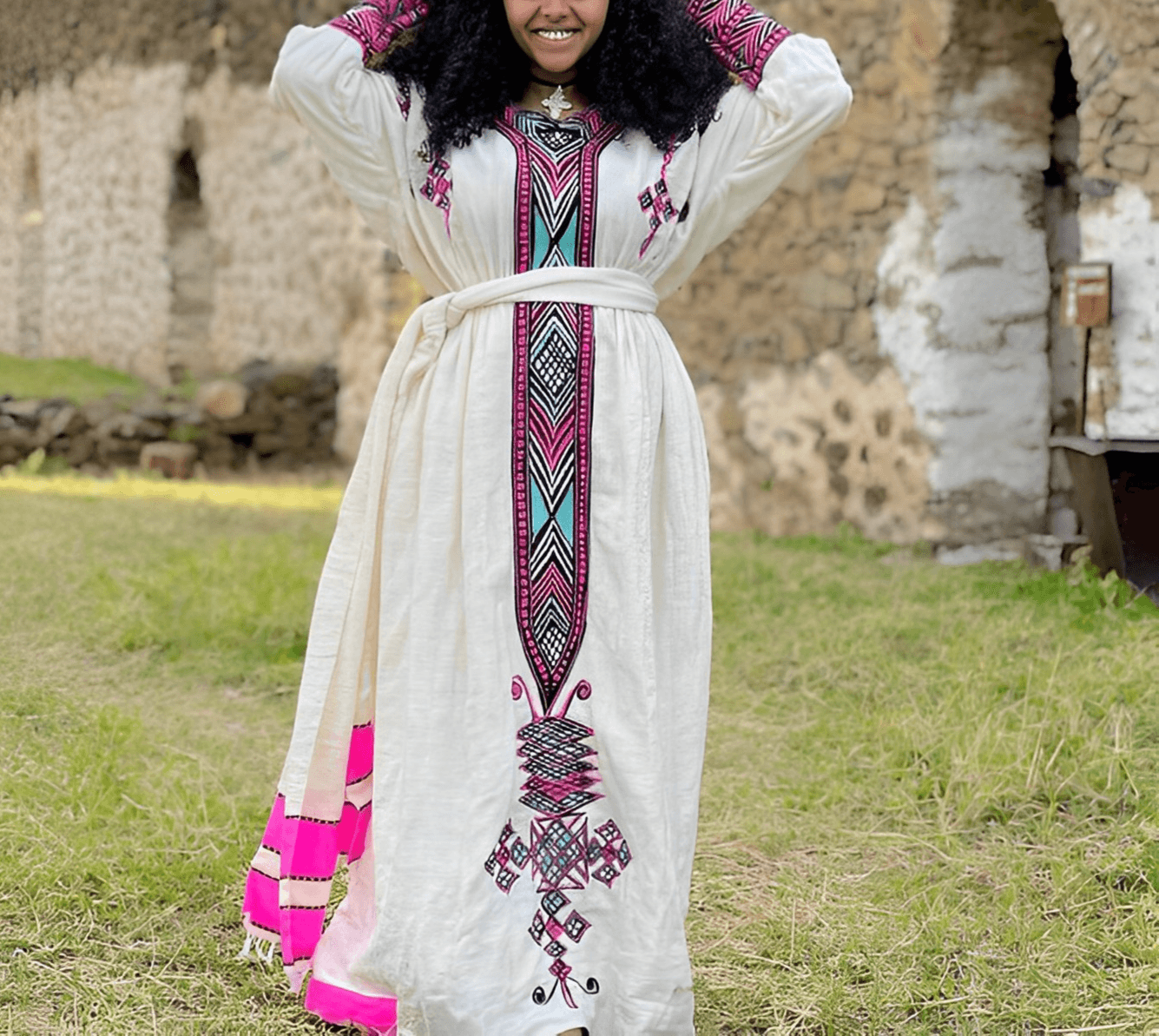 Lavender Tilf unique Gondar Habesha Kemis - Fetil Ethiopian dress - EthGebya