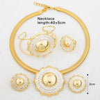 Luxury 18k Gold Plated Jewelry Sets For Women Ethiopian Fashion Necklace Earrings Bracelet Ring Jewellery Set Wedding Party Gifs - EthGebya