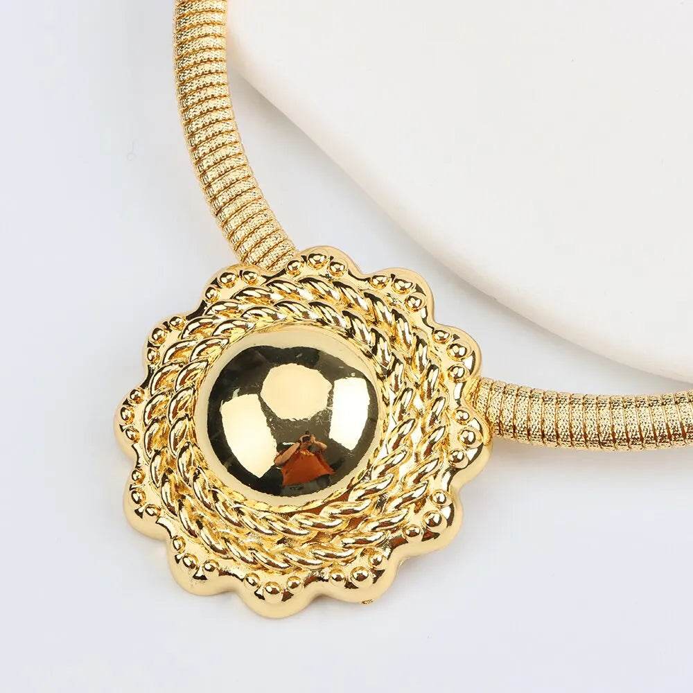 Luxury 18k Gold Plated Jewelry Sets For Women Ethiopian Fashion Necklace Earrings Bracelet Ring Jewellery Set Wedding Party Gifs - EthGebya