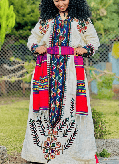 Modern Gondar Habesha dress, Traditional Habesha Kemis - የጎንደር ፈትል ቀሚስ - EthGebya