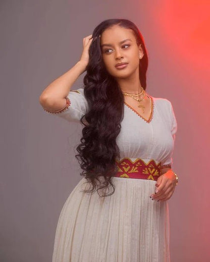 Modern Habesha Kemis | Ethiopian Zuria Handwoven Traditional Dress - EthGebya