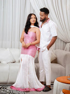 Modern Pink & White Ethiopian Couple Outfit | Matching Cultural Wear - EthGebya