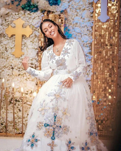 Modern Zuria Kemis | Full Tilf Ethiopian Wedding & Traditional Dress - EthGebya