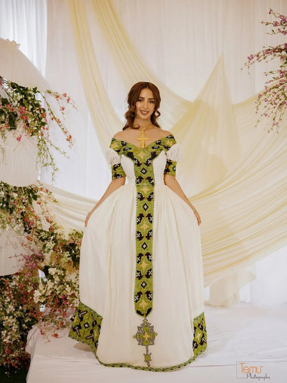 Modern Zuria Kemis | Full Tilf Ethiopian Wedding & Traditional Dress - EthGebya