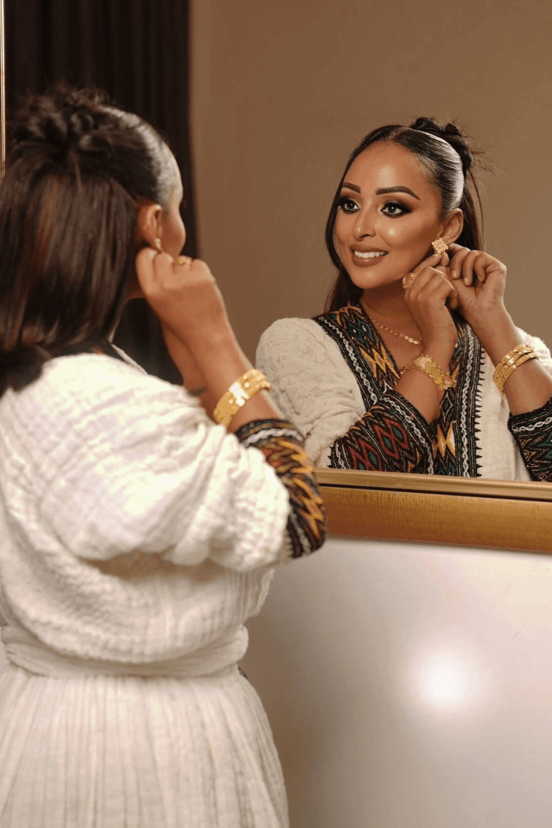 New Ethiopian Cultural Dress Fetil Habesha Dress - የአክሱም ፈትል ቀሚስ - EthGebya