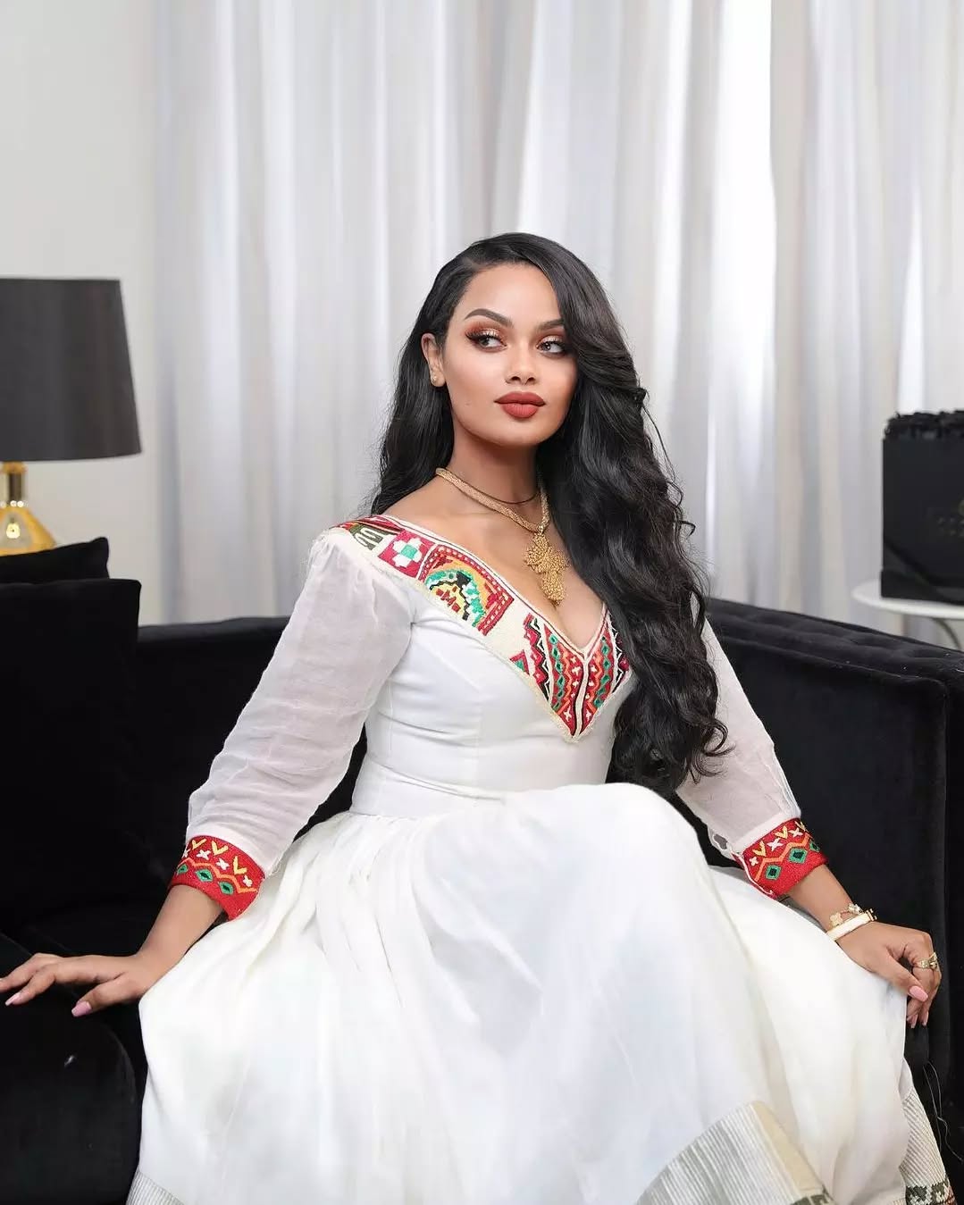 New Habesha Kemis Style | Modern Ethiopian Zuria with Tilf Embroidery - EthGebya