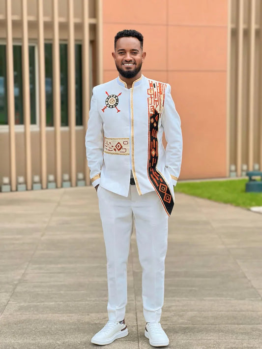 Modern Habesha Men’s Shirt New Stylish Ethiopian Traditional Wear ethgebya gebeya