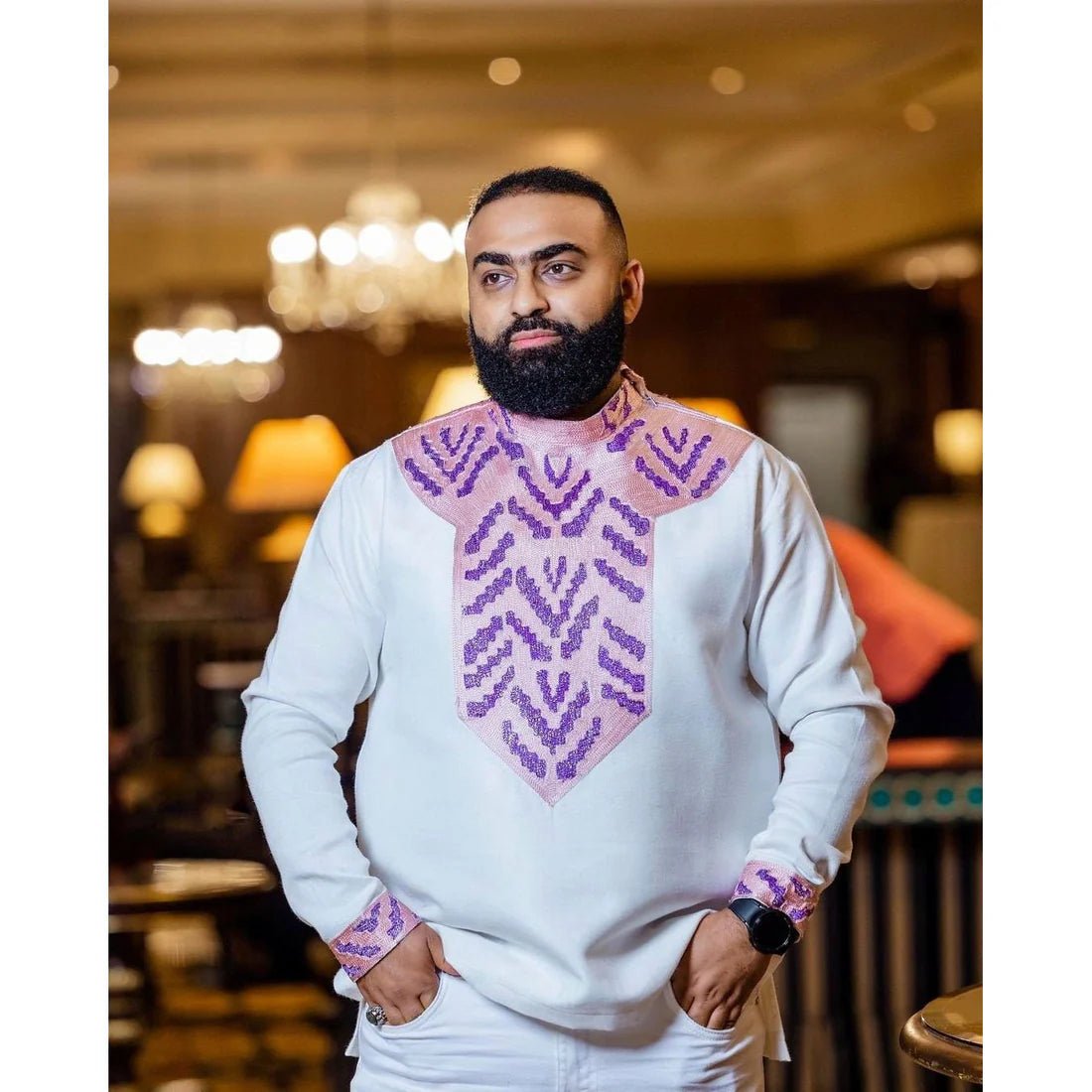 Regal Habesha Men’s Shirt | Traditional Ethiopian Embroidered Shirt - EthGebya