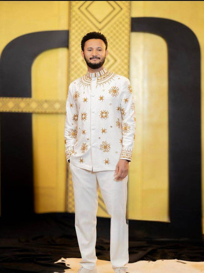 Royal Tilf Men’s Habesha Kemis – Traditional Ethiopian & Eritrean Cultural Wear - EthGebya