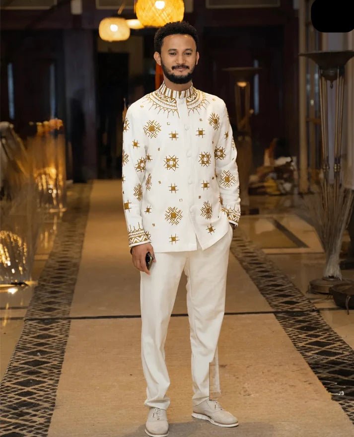 Royal Tilf Men’s Habesha Shirt – Traditional Ethiopian & Eritrean Men Cultural Wear - EthGebya