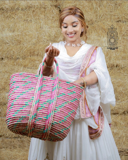 Luxury Handwoven Habesha Dress with Embroidery & Netela | Traditional Ethiopian & Eritrean Kemis for Women