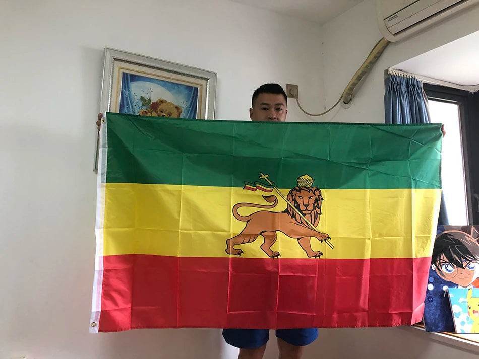SKY FLAG Ethiopia flag 90x150cm high quality polyester hanging Judah Lion Ethiopian Lion of Judah Flag - EthGebya