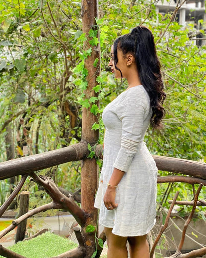 Simple Tilf Design Habesha Dress for Women: New Short Modern Ethiopian Kemis in Fetil Fabric, Handwoven Eritrean Cultural Lightweight Outfit