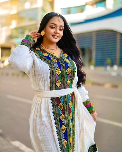 Timeless Axum Fetil Habesha Kemis | Elegant Ethiopian & Eritrean Dress - EthGebya