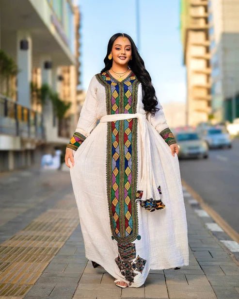 Timeless Axum Fetil Habesha Kemis | Elegant Ethiopian & Eritrean Dress - EthGebya