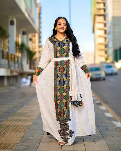 Timeless Axum Fetil Habesha Kemis | Elegant Ethiopian & Eritrean Dress - EthGebya