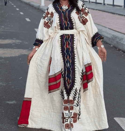 Traditional Ethiopian Habesha Dress – Handwoven Cultural Kemis from Gondar | Modern Ethiopian Clothing for Women - EthGebya