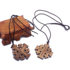 Wood Jerusalem Cross Necklace, Wood Religious necklace - EthGebya