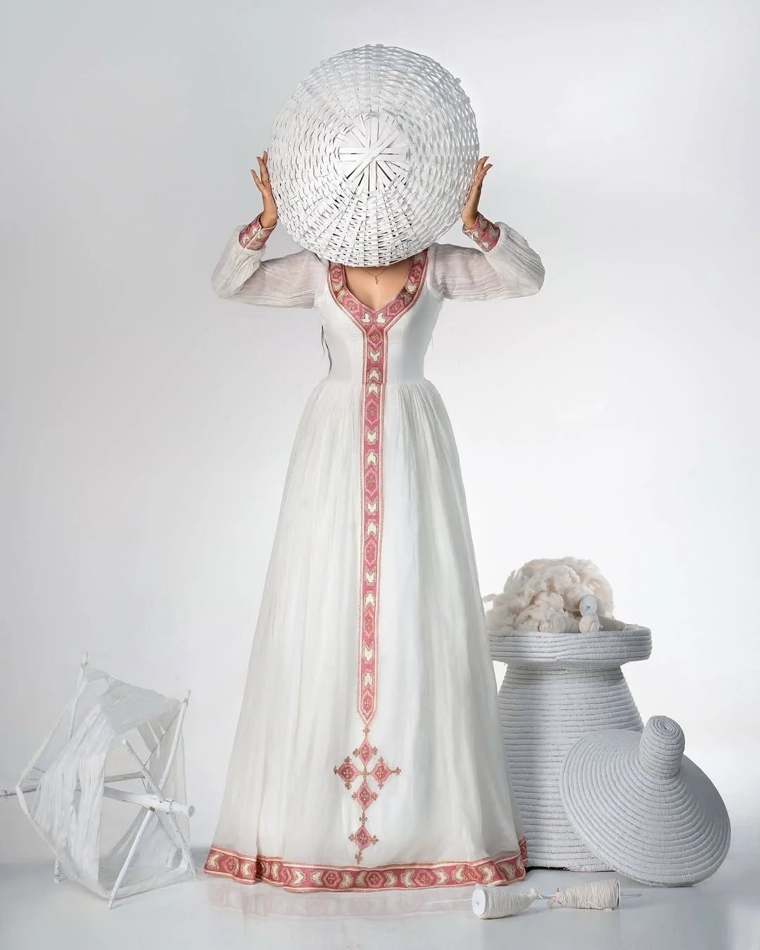 Zuria Kemis | Modern Ethiopian Traditional Dress with Tilf Embroidery - EthGebya