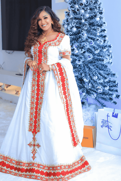 Zuria Menen Kemis Tilf Habesha Dress - EthGebya